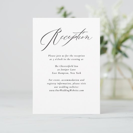 Carte D'accompagnement Jane Simple Minimal Noir Script Mariage Réception (Debout devant)