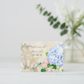 Carte D'accompagnement Jardin anglais, bleu et rose Hydrangeas aquarelle (Debout devant)