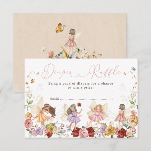 Carte D'accompagnement Jardin arboré Fée Fée Baby Diaper Raffle (Devant / Derrière)