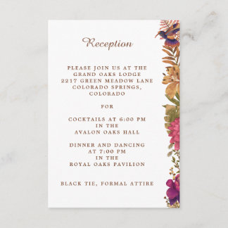 Carte D'accompagnement Jardin botanique élégant Réception de mariage flor