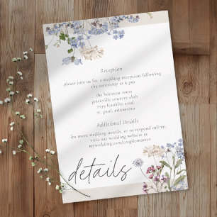 Carte D'accompagnement Jardin de fleurs sauvages crème Détails de mariage