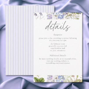 Carte D'accompagnement Jardin de fleurs sauvages de lavande Mariage roman