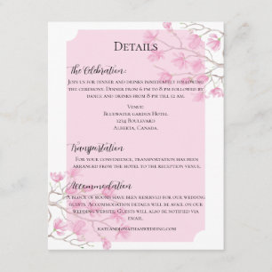 Carte D'accompagnement Jardin de magnolias roses élégant et gracieux