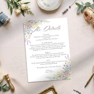 Carte D'accompagnement Jardin de mariage floral aquarelle fleurs sauvages