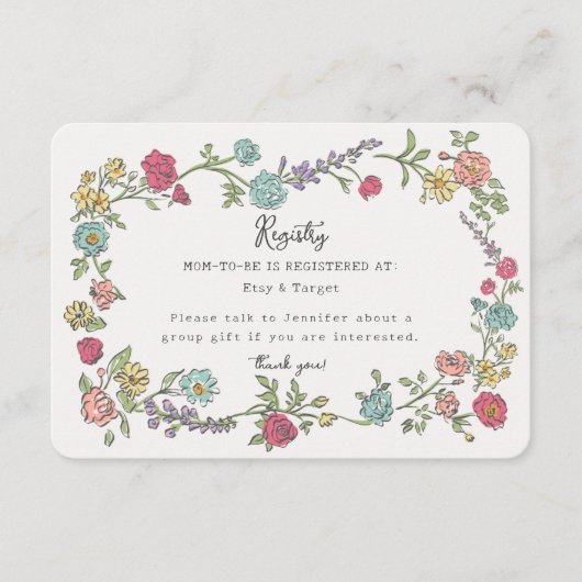 Carte D'accompagnement Jardin d'été Floral Babal Registre Insertion (Devant)