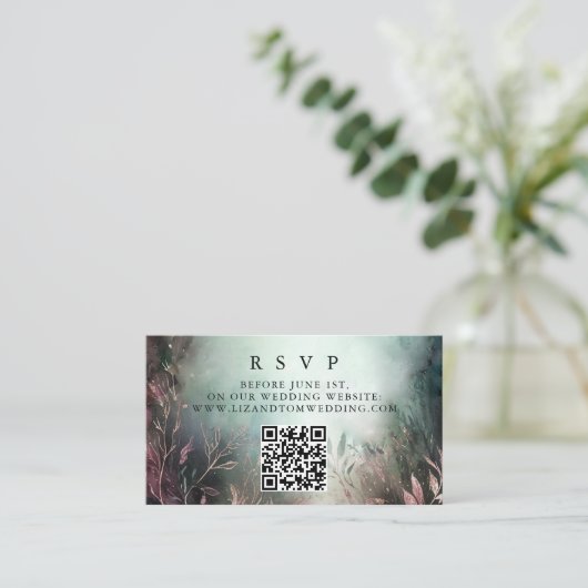 Carte D'accompagnement Jardin enchanté QR Code en ligne RSVP Mariage (Debout devant)