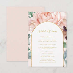 Carte D'accompagnement Jardin Floral Pastel Mariage Horaire des événeme