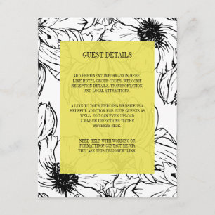 Carte D'accompagnement Jardin moderne Détails de l'invité mariage jaune
