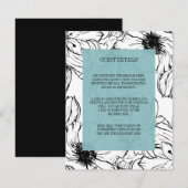 Carte D'accompagnement Jardin moderne | Turquoise mariage Détails de l'in (Devant / Derrière)