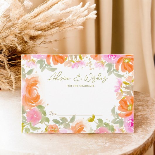 Carte D'accompagnement Jardin orange boho fleur sauvage graduation