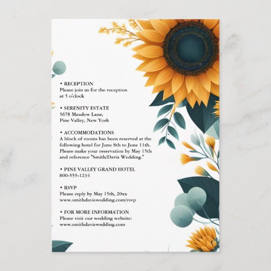Carte D'accompagnement Jardin rustique plante verdure tournesol Mariage (Devant)