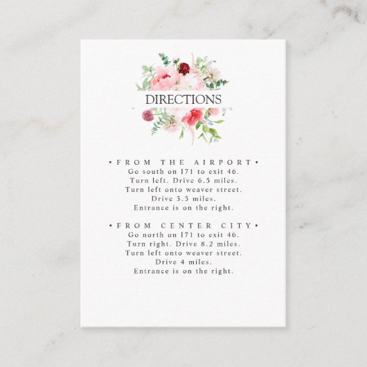 Carte D'accompagnement Jardin sauvage | MARIAGE de fleurs roses (Devant)