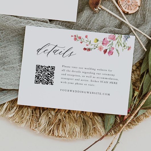 Carte D'accompagnement Jardin Whimsical Floral Mariage QR Détails