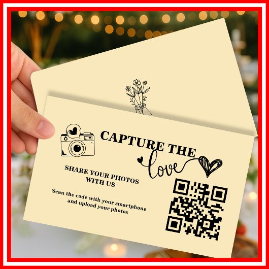 Carte D'accompagnement Jaune Beurre Capturer l'Amour QR Code Mariage