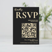 Carte D'accompagnement Jaune Beurre Mariage QR Code RSVP (Debout devant)
