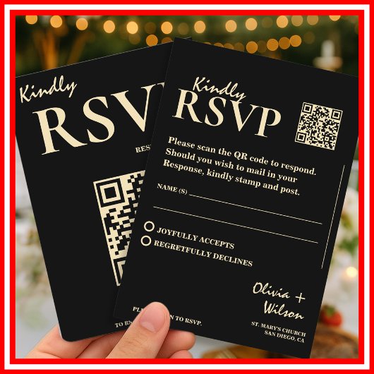 Carte D'accompagnement Jaune Beurre Mariage QR Code RSVP