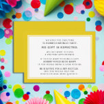 Carte D'accompagnement Jaune Blanc Foie 5 Dollars Anniversaire<br><div class="desc">Jaune et blanc enfant's Fiver (5 dollars) boîte d'invitation de fête d'anniversaire. Un anniversaire de Foie est une nouvelle tendance dans les fêtes d'anniversaire pour les enfants. Les fêtes de frisson peuvent enseigner aux enfants la valeur de l'argent tout en permettant aux invités de la fête d'anniversaire de venir profiter...</div>