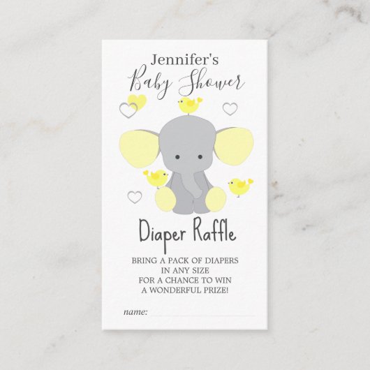 Carte D'accompagnement Jaune Elephant Garçon Fille Baby shower Déchets Ra (Devant)