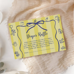 Carte D'accompagnement Jaune Retro Cute Diaper Raffle Lemons Baby shower