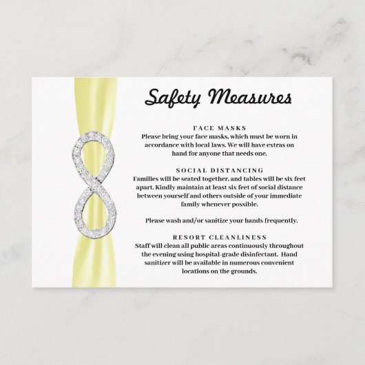Carte D'accompagnement Jaune Ruban Diamant Sécurité Mesures Infinity (Devant)