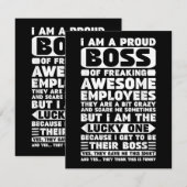 Carte D'accompagnement Je suis un patron fier de Freaking employés géniau (Devant / Derrière)