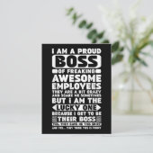 Carte D'accompagnement Je suis un patron fier de Freaking employés géniau (Debout devant)