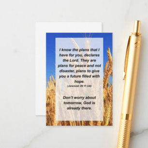 Carte D'accompagnement Jérémie 29:11 Je connais les plans que j'ai pour t