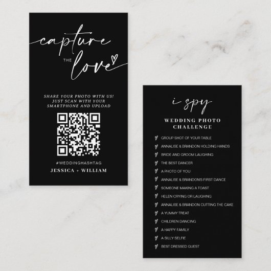 Carte D'accompagnement J'espionne le jeu Mariage | Capturez le code QR d' (Devant / Derrière)