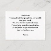 Carte D'accompagnement Jésus et enfants prière de paix (Dos)