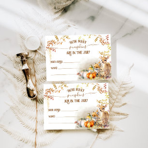 Carte D'accompagnement jeu de baby shower automnal avec citrouille en for