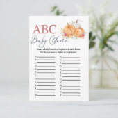 Carte D'accompagnement Jeu de baby shower Pumkin ABC  (Debout devant)