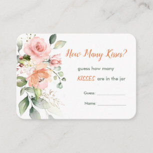 Carte D'accompagnement Jeu de devinette de bisous à la florale rose et au