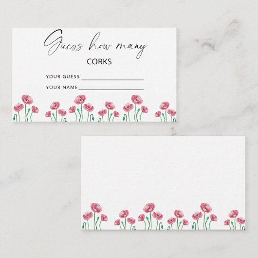 Carte D'accompagnement Jeu de devinette de bouchons de fleurs pour mariag (Devant / Derrière)