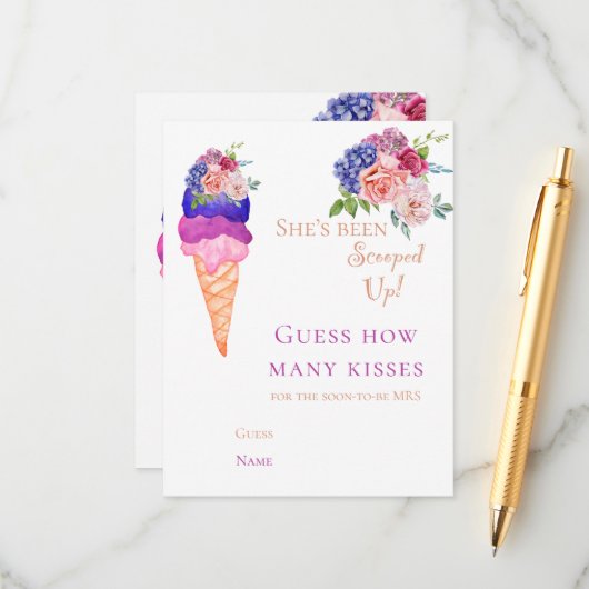 Carte D'accompagnement Jeu de devinette drôle de glace Mariage en Glace (Devant/Arrière en situation)