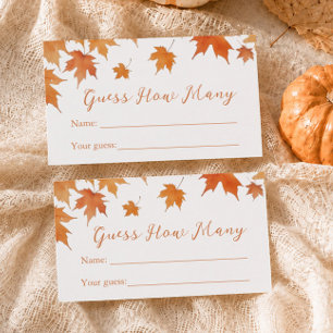 Carte D'accompagnement Jeu de devinette pour Baby Shower d'automne