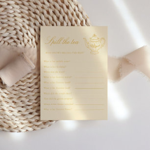 Carte D'accompagnement Jeu de fête de baby shower jaune pour thé de l'apr