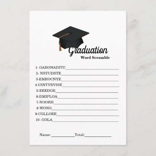 Carte D'accompagnement Jeu de graduation de mot simple (Devant)