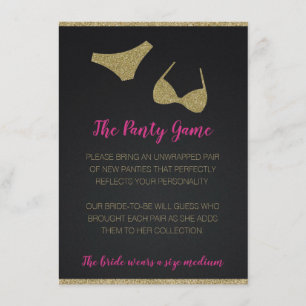 Carte D'accompagnement Jeu de la Panty pour Bachelorette et la fête des p