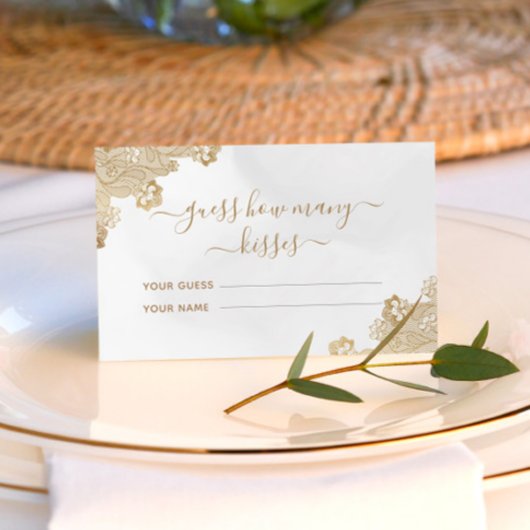 Carte D'accompagnement Jeu de mariage Devine combien de bisous Crème de d