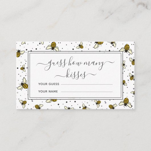 Carte D'accompagnement Jeu de mariage devine combien de bisous motif abei (Devant)