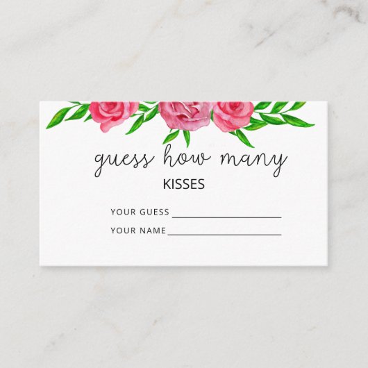 Carte D'accompagnement Jeu de mariage floral blush devine combien de bais (Devant)