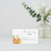 Carte D'accompagnement Jeu de mariage floral devinez combien de bouchons (Debout devant)