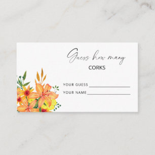 Carte D'accompagnement Jeu de mariage floral devinez combien de bouchons