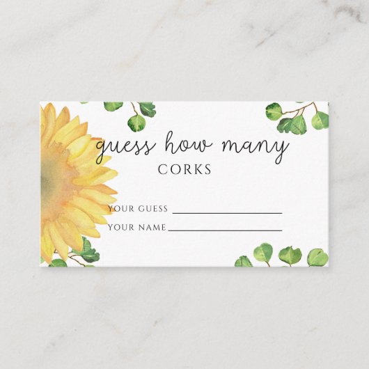 Carte D'accompagnement Jeu de mariage tournesol devinez combien de boucho (Devant)