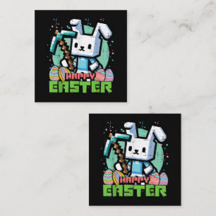 Carte D'accompagnement Jeu de pixels de lapin de Pâques heureux 