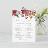 Carte D'accompagnement Jeu de recherche de l'invité Amaryllis Aquarelle R (Debout devant)