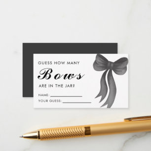 Carte D'accompagnement Jeu de salle de mariage Black Guess How Many Bows 