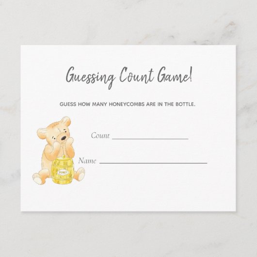 Carte D'accompagnement Jeu du comte de devis Teddy Bear et Bee (Devant)