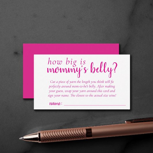 Carte D'accompagnement Jeu rose chaud simple | La taille de Mommys Belly