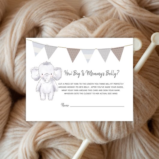 Carte D'accompagnement Jeu taille ventre de maman-to-be Eléphant bébé mod